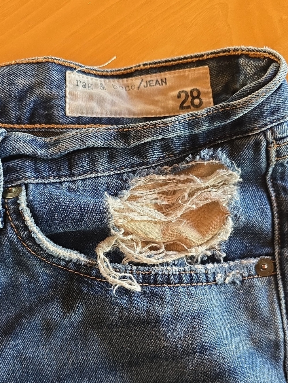 rag & bone/JEAN Distressed Blue Denim Jean Shorts- Size 28